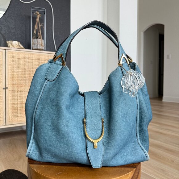 Gucci Handbags - Gucci Blue Stirrup Shoulder Bag